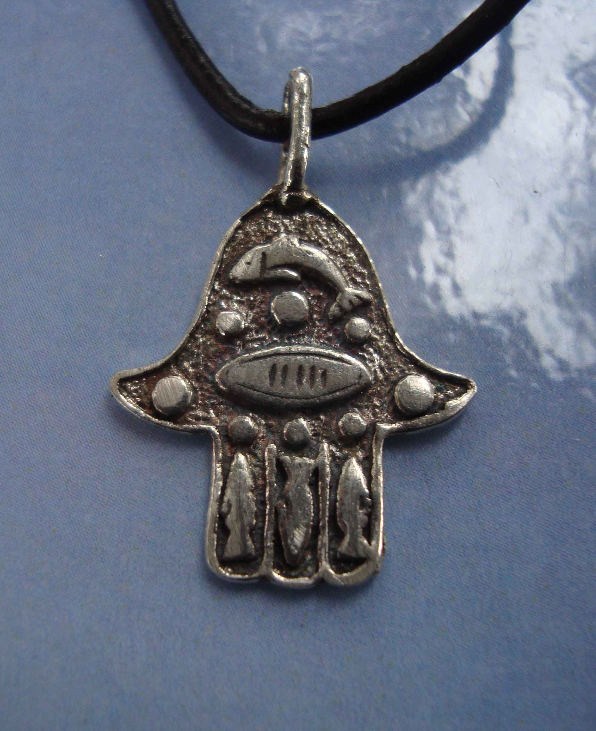 CELESTIA Donna Collana Mano di Fatima Argento 925 Ciondolo Palma con Talismano Malocchio Amuleto Portafortuna Donna Contro il Malocchio