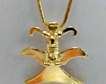 eagle shamanic pendant pre-columbian charm  amulet gold 9k 14k 18k or gold-plated necklace chain gold filled 18k museum replica jewel