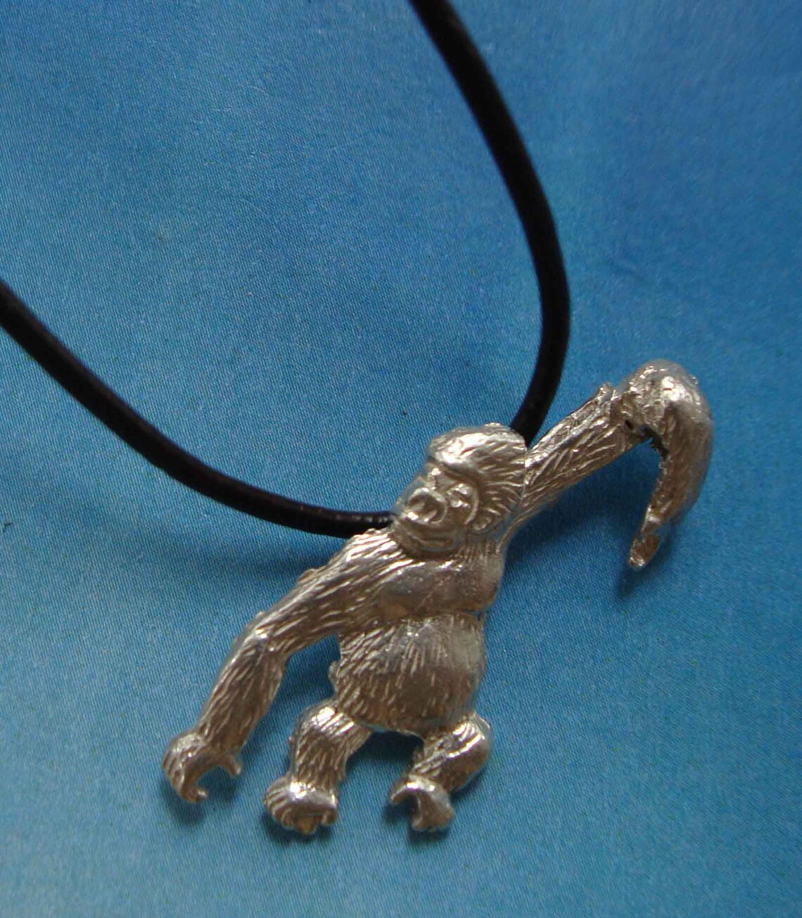 Gorilla Pendant Amulet 925 Sterling Silver Necklace Charm Etsy