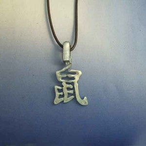 CHINESE ZODIAC sign rat, pendant, Jewel Handmade in Solid Sterling Silver 925 Necklace Charm Magic Horoscope Oriental Symbols Animals
