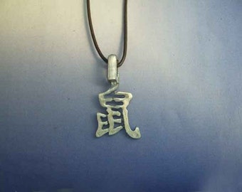 CHINESE ZODIAC sign rat, pendant, Jewel Handmade in Solid Sterling Silver 925 Necklace Charm Magic Horoscope Oriental Symbols Animals