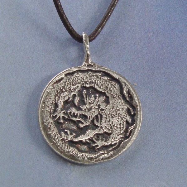 phoenix and dragon chinesse amulet medal charm pendant sterling silver 925 necklace