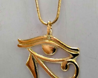 Eye of Horus udjat Egyptian charm pendant gold 9K 14K 18K or gold-plated 18k chain gold filled 18k necklace jewel protection amulet of egypt
