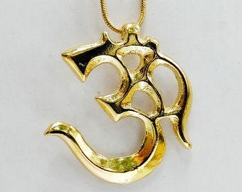 Om mantra Pendant symbol Hinduism Charm Gold 9k 14k 18k Or Gold Plated Necklace Gold Filled 18k Amulet Jewel Spiritual Magic Symbol Dharmic