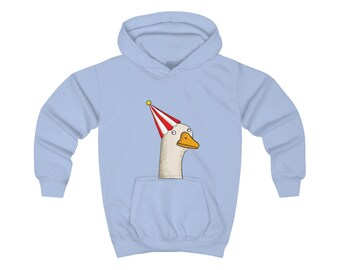Silly Goose draagt feestmuts kinderhoodie | Gekke dierenillustratie