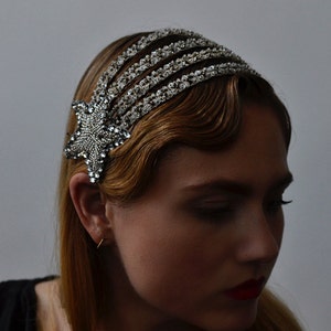 Starry Night Headband 1920s & 1930s inspired flapper headband, Gatsby, Art Deco, vintage inspired hair accessory image 2