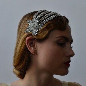 Starry Night Headband 1920s & 1930s inspired flapper headband, Gatsby, Art Deco, vintage inspired hair accessory image 1