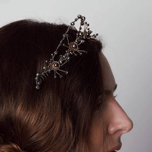 Luna Starburst Halo 1920s & 1930s inspired halo, vintage wedding, gold and pewter, Art Deco hair accessory image 4