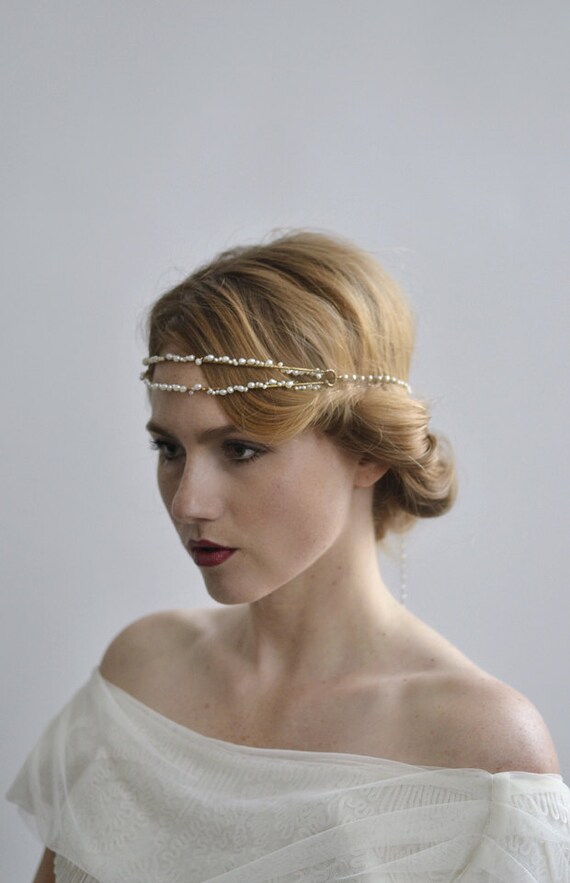 The Moon Pearl Halo 1920s 1930s Inspired Hair Bridal Halo Etsy