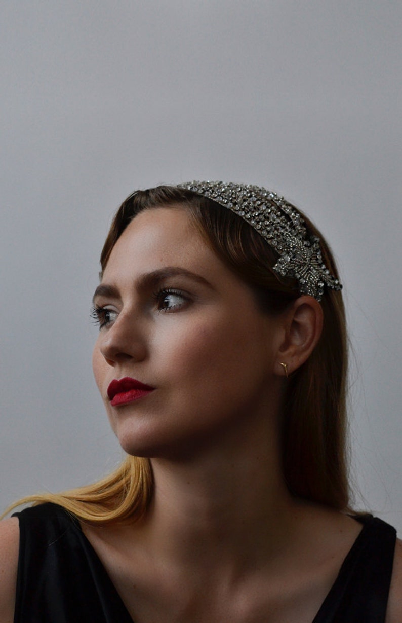 Starry Night Headband 1920s & 1930s inspired flapper headband, Gatsby, Art Deco, vintage inspired hair accessory image 4