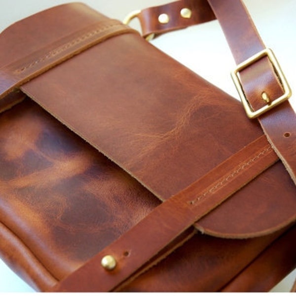 The Seafarer Bag- Horween leather crossbody bag- cognac