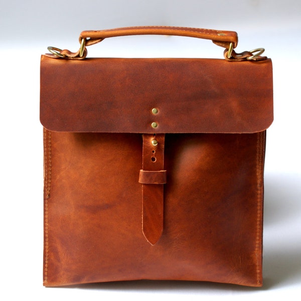 special price Ipad Edition Satchel in Cognac vegetable tanned leather