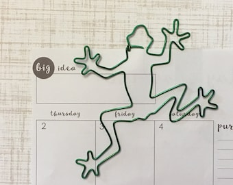 Frog Bookmark - Wire Filofax Paperclip - Planner Clip - Wedding - Party Favors - Wire - Bookmark- Frog - Frogs - Tree Frog- Outdoors- Animal