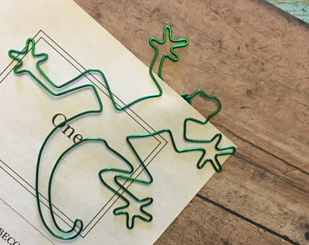 Gecko Bookmarks - Organizer - Paperclip - Wire Filofax Paperclip - Planner Clip - Wedding - Party Favors - Wire - Bookmark - Gecko - Lizard