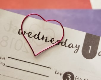 Heart Bookmark - Wire Filofax Paperclip - Planner Clip - Valentines Day - Wedding - Valentines - Valentine - Gift - Party Favors - Heart