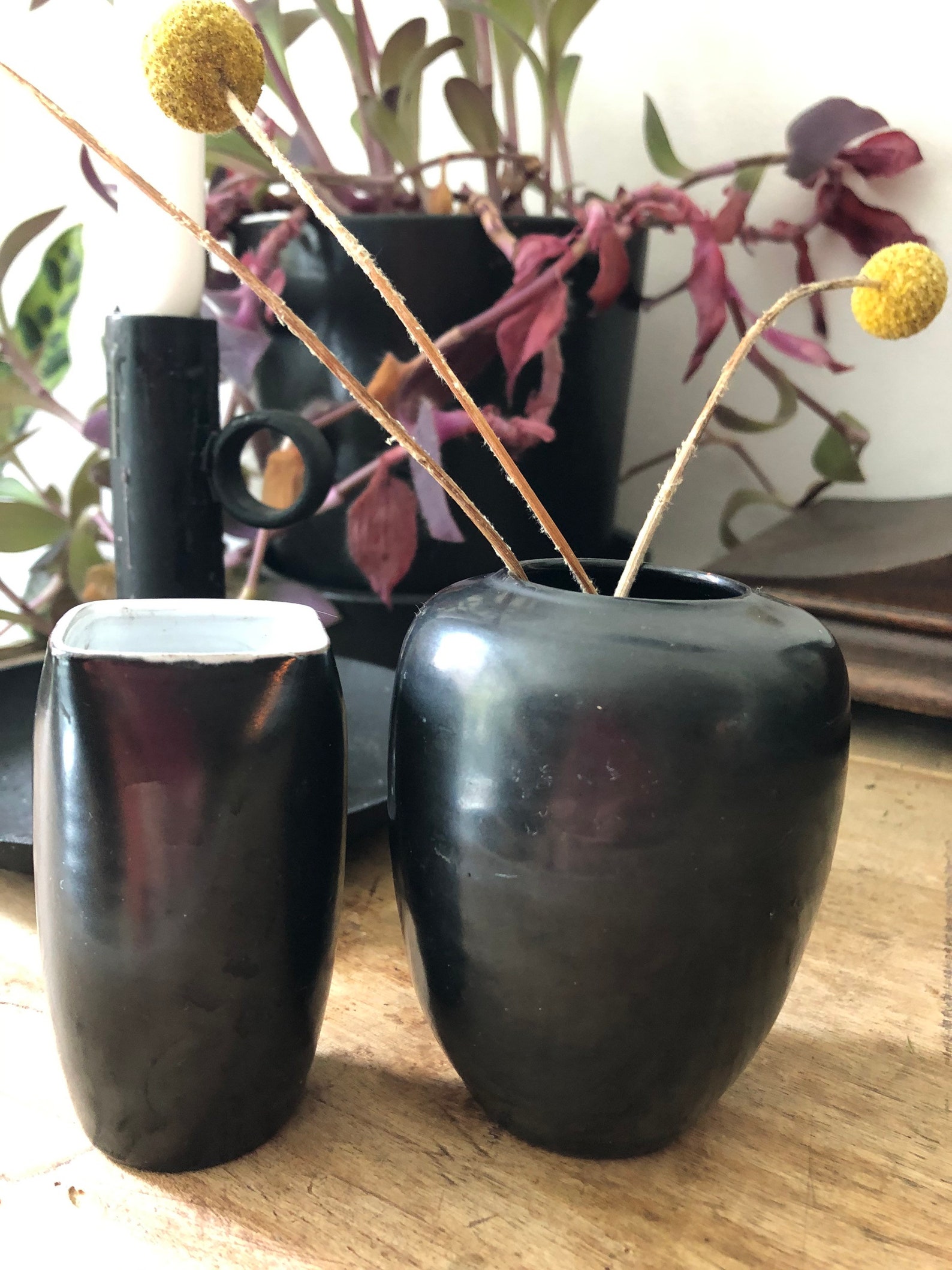 SMALL BLACK VASES Etsy