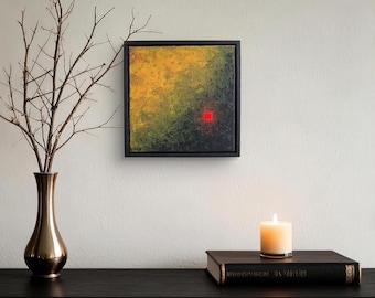 Tableau abstrait texturé jaune et noir - Oeuvre originale contemporaine avec cadre - Art Mural