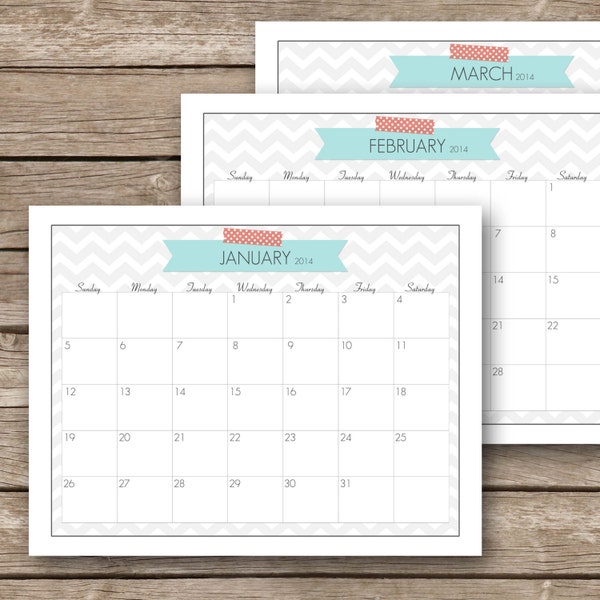 Printable 2015 Monthly Calendar  - January to December 2015