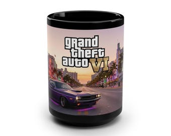 Grand Theft Auto VI Sunset City-mok | Zwart 15oz