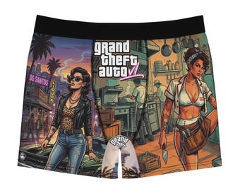 Grand Theft Auto Collage Boxer Briefs | Videospiel Kunst All-Over Print