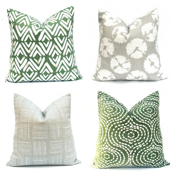 GRAY Pillow Gray Pillow Cover Green Pillow Green Pillow Covers Gray Pillow Green Throw Pillows Gray Throw Pillow Gray Accent Pillow Etsy