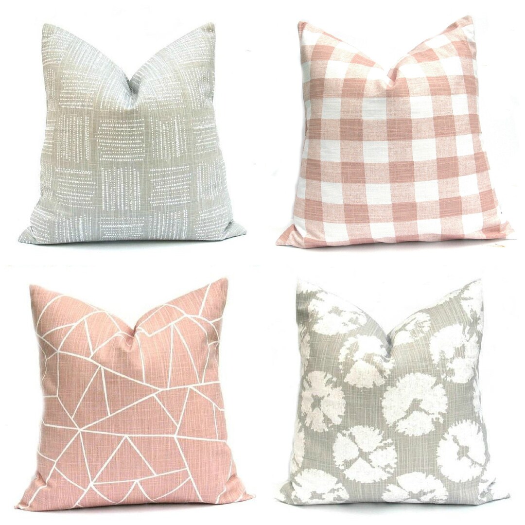 Gray Pillows, Blush Pink Pillow, Blush Pink, Gray Throw Pillows, Pillow
