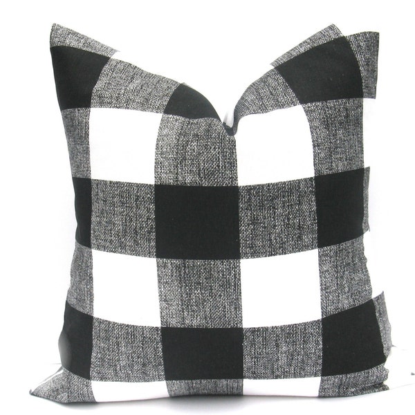 Black Pillow, Buffalo Check,  Decorative Pillow Cover Plaid Pillow ,Modern pillow , Decorative Pillow - Throw Pillows - Accent Pillows