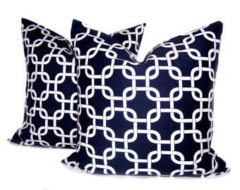 Navy Blue Pillow . Nautical Pillow . Lattice Pillow Sofa Pillow. Decorative Pillows . Throw pillow covers . Home decor.
