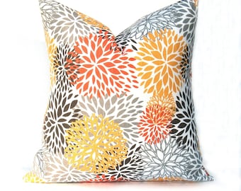 PILLOWS,Decorative pillow cover, yellow gray pillow , Pillows Orange Pillow cover Orange Throw Pillows Decorative Pillows for couch