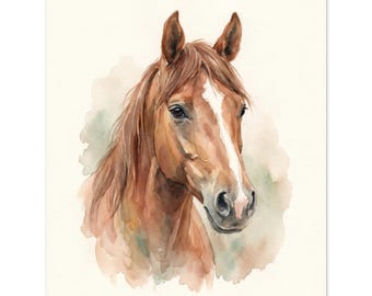 Custom Watercolor Horse Portrait Set - 3 Watercolors x 4 Print Sizes - 12 Files - Digital Download Equestrian Memorial Gift