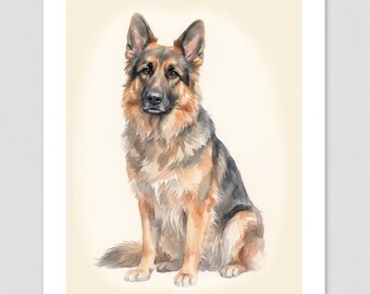 Digital Mini German Shepherd Portrait Set - 3 Watercolors From Your Photo - Custom GSD Watercolor - Digital Download - 5x7