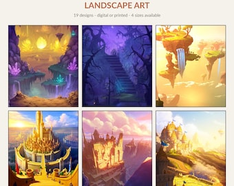 Castles & Fantasy Realms Landscape Art Print - Magical Kingdom Wall Art - Digital Download or Physical Print - 22 Designs in 3 Sizes