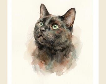 Custom Watercolor Pet Memorial Portrait Set - 3 Watercolors x 4 Print Sizes - 12 Files - Dog Cat Pet Loss Sympathy Gift