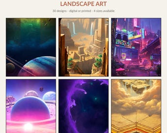 Cosmic & Sci-Fi Landscape Art Print - Space Cyberpunk Wall Art - Digital Download or Physical Print - 22 Designs in 3 Sizes