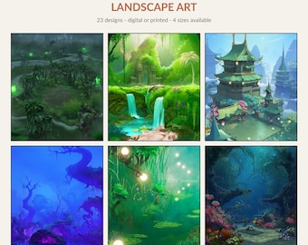 Enchanted Forest Landscape Art Print - Magical Woodland Wall Art - Digital Download or Physical Print - 22 Designs in 3 Sizes