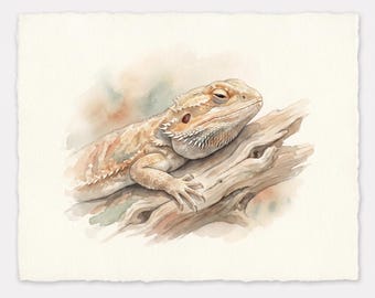 Custom Watercolor Reptile Portrait Set - 3 Watercolors x 4 Print Sizes - 12 Files - Bearded Dragon Lizard Snake Digital Art