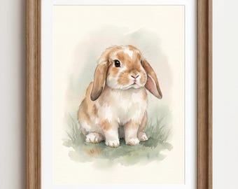 Custom Watercolor Bunny Portrait Set - 3 Watercolors x 4 Print Sizes - 12 Files - Digital Download Rabbit Memorial Gift