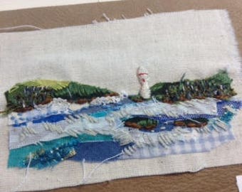 Mixed Media Textile Art Landscape - Harbour