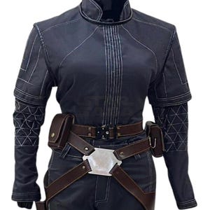 Sabine Wren Costume Mandalorian Cosplay Full Set with Brown Leather Belt Harness | Star Wars Women Rebel Warrior Outfit Suit image 4