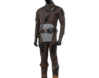 Disfraz de Din Djarin hecho a mano / Traje de cosplay mandaloriano con cinturón de cuero / Disfraz de Halloween de Star Wars para hombre / Conjunto completo de cazarrecompensas de ciencia ficción