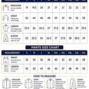 Pode incluir: Uma tabela de tamanhos para camisas e cal&ccedil;as com medidas em polegadas. Inclui uma tabela de tamanhos de camisas, uma tabela de tamanhos de cal&ccedil;as e um guia de como medir com ilustra&ccedil;&otilde;es para ombros, peito, comprimento, mangas e cintura.