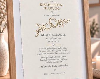 Personalized wedding gift | Christian art print for weddings | Golden wedding anniversary, silver wedding anniversary | Cotton rag