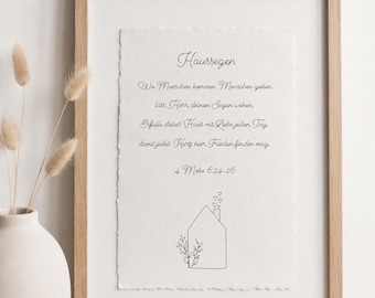 House Blessing Art Print | Blessing Saying | Bible Verse Numbers 6:24–26 | Line Art House | Vintage Art Print | Housewarming Gift
