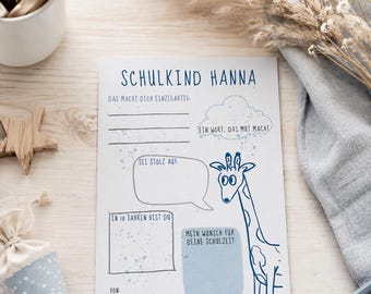 Personalized guest card for the first day of school | PDF download | Schoolchild keepsake | Back-to-school gift | First day of school 2026