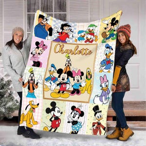 Spersonalizowany koc Disney Myszka Miki i Przyjaciele, koc polarowy Disney, koc Myszka Miki Donald Goofy Pluto Minnie, prezent urodzinowy dla dzieci