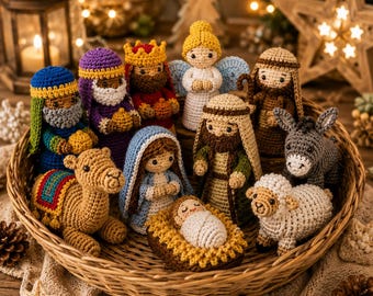Patrón de Belén de ganchillo, figuras navideñas de amigurumi (descarga en PDF)