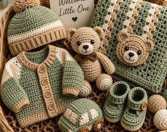 Crochet Baby Boy Gift Set Pattern PDF | Newborn Gift Basket Bundle