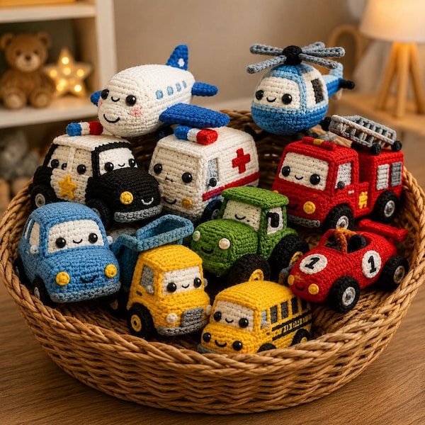 Crochet Vehicle Pattern Bundle PDF | Amigurumi Car Pattern Set