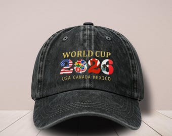 Gorra del Mundial 2026, gorra de béisbol de algodón desgastado, Estados Unidos, Canadá, México, Fútbol