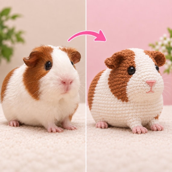 Custom Your Pet Crochet Doll From Photo, Personalized Guinea Pig Plush, Custom Small Animal Replica, Handmade Pet Keepsa